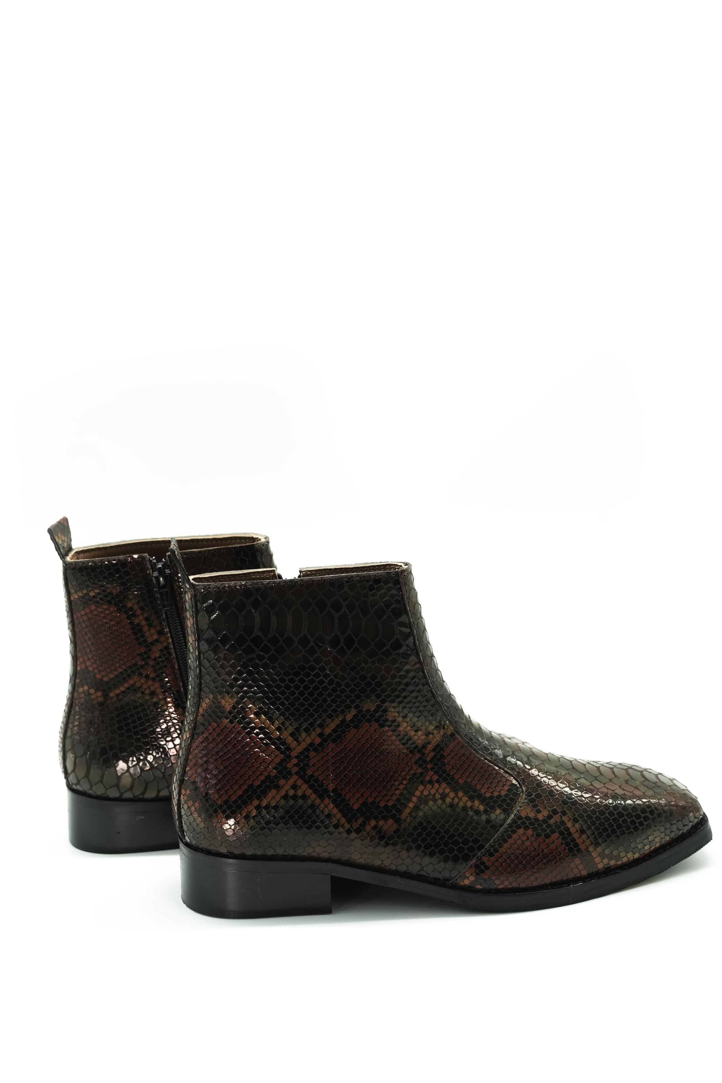 Vittorio Exotic Foil Leather Chelsea Boots