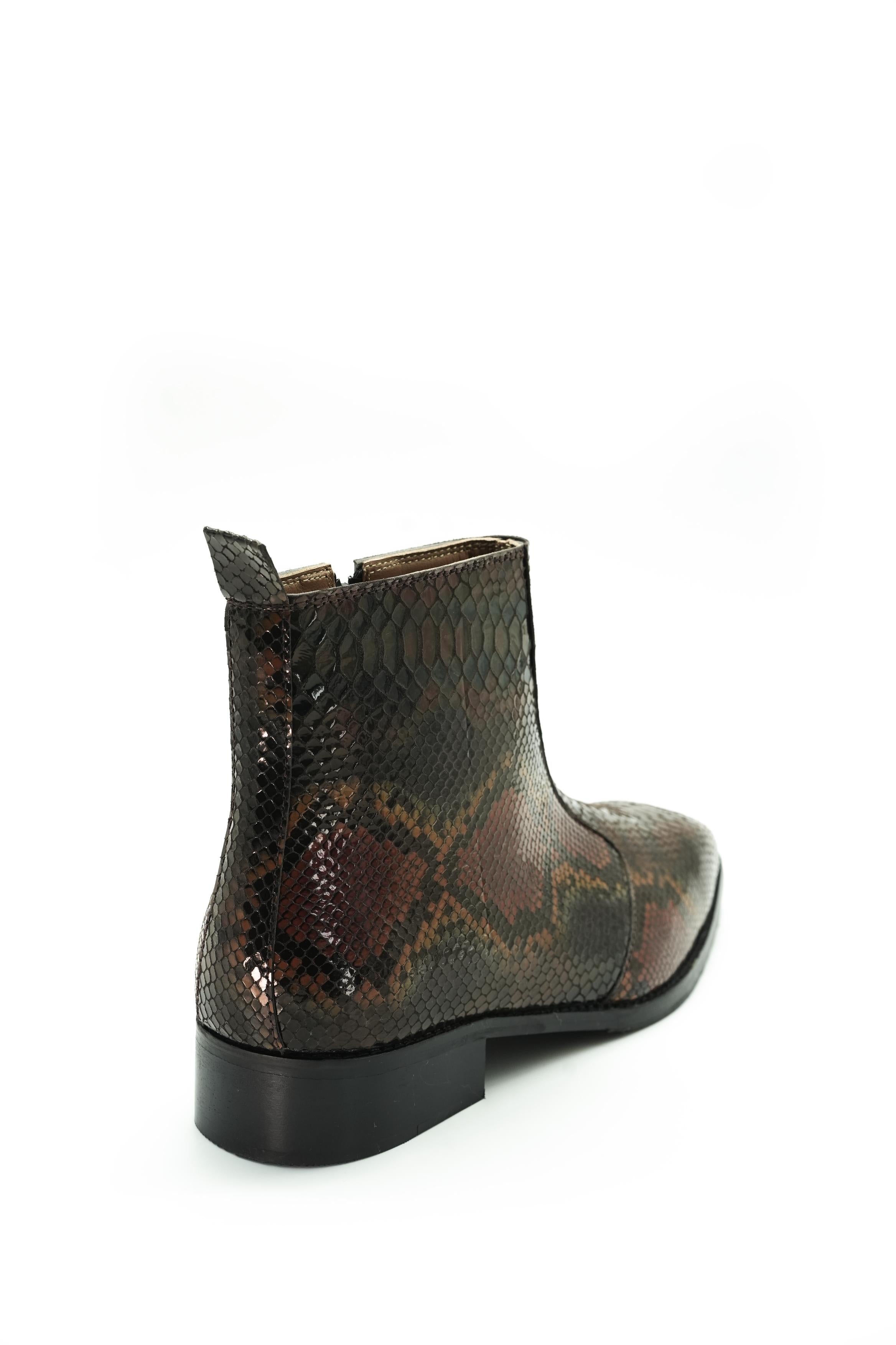 Vittorio Exotic Foil Leather Chelsea Boots