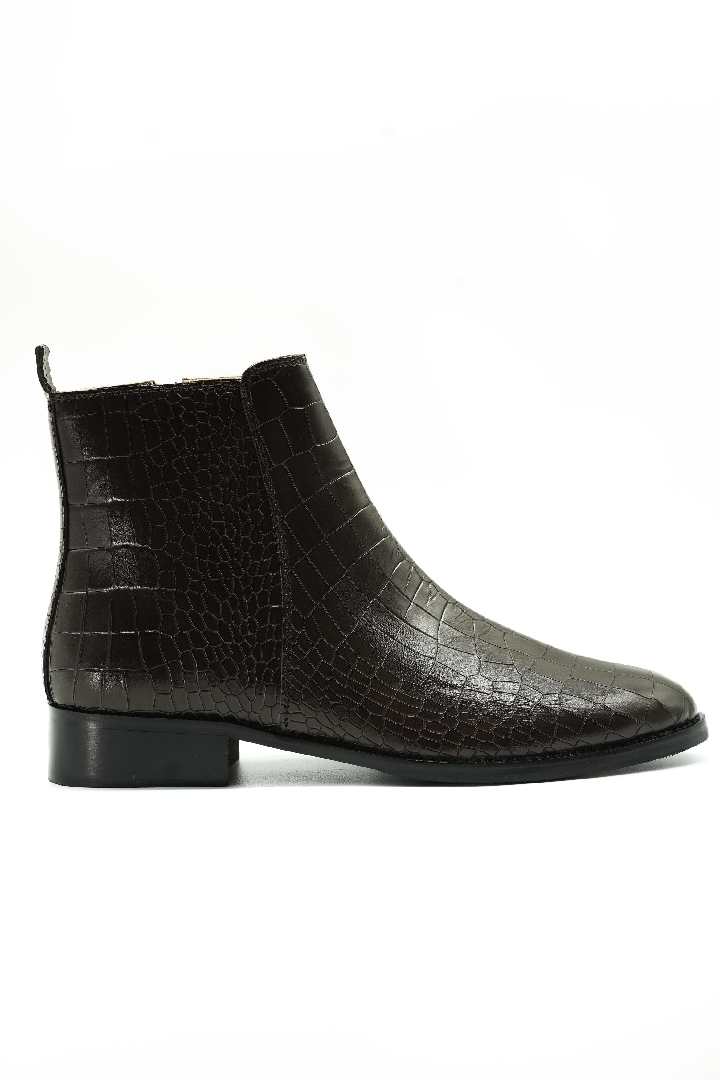 Vittorio Tan Premium Croc Chelsea Boots