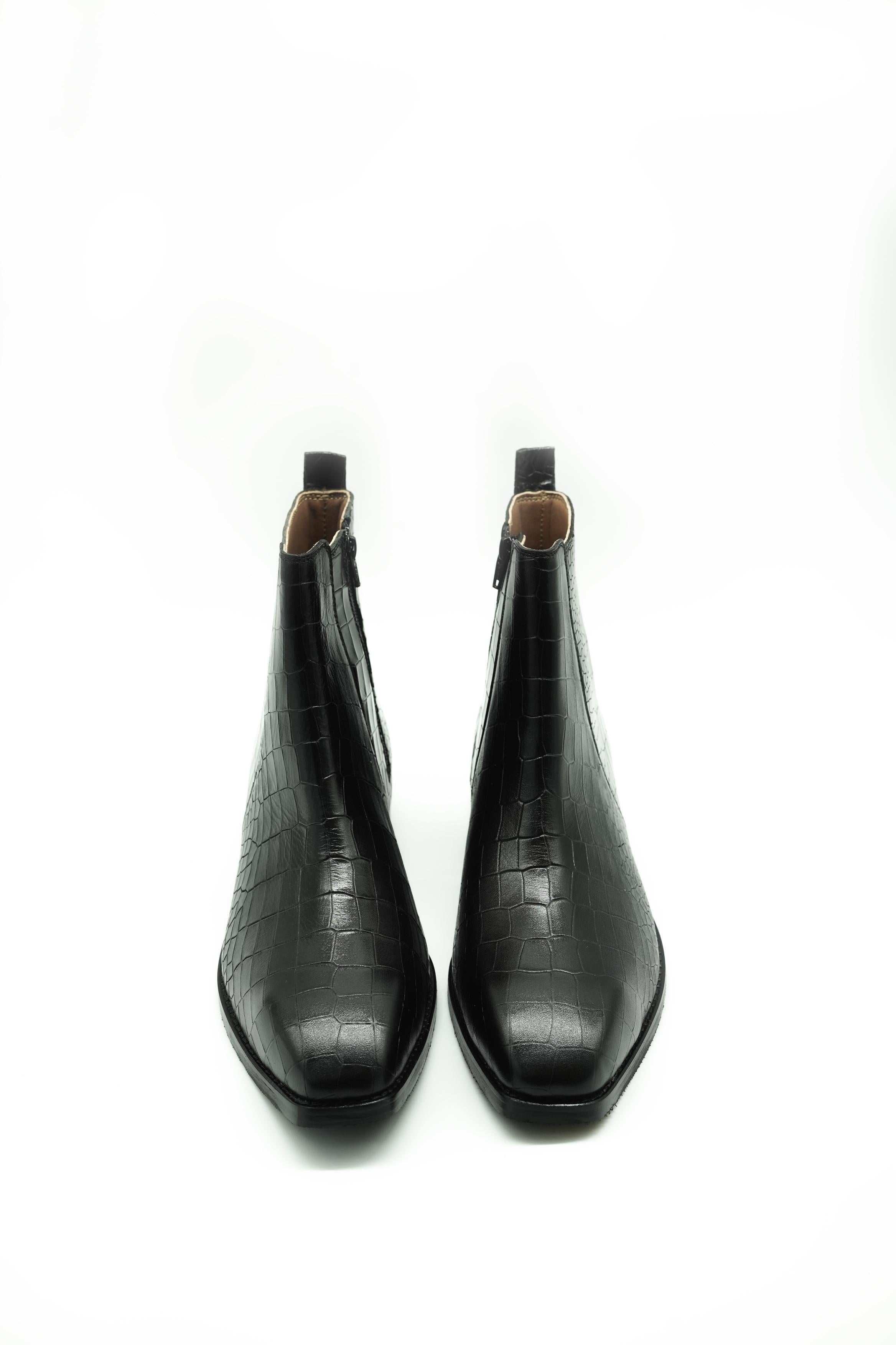 Vittorio Croc Square-Toe Chelsea Boots