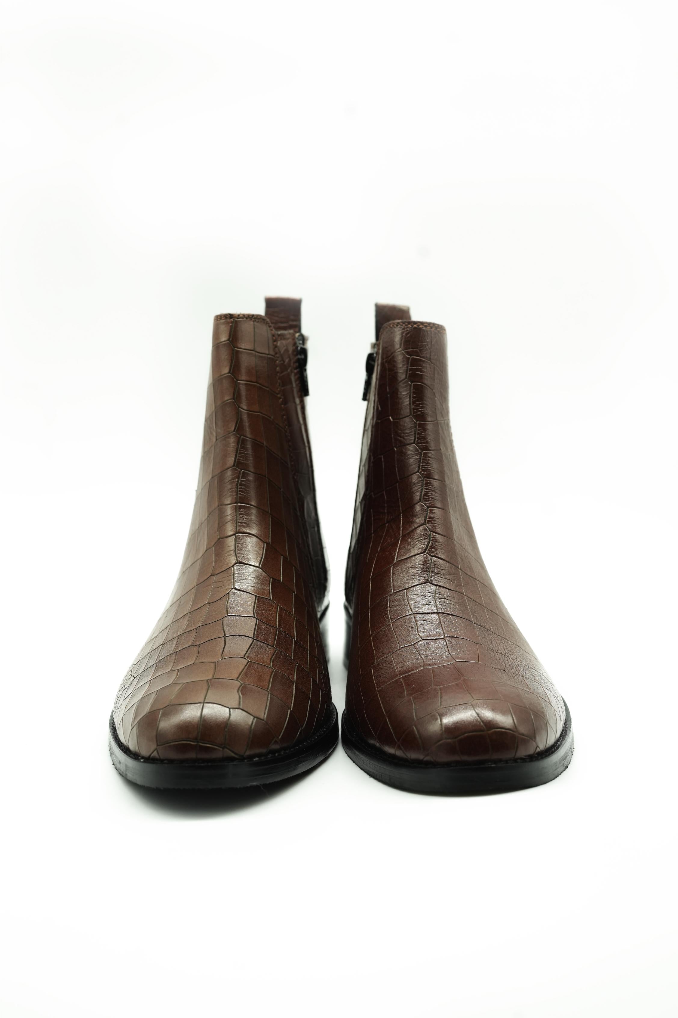 Vittorio Brown Premium Croc Chelsea Boots