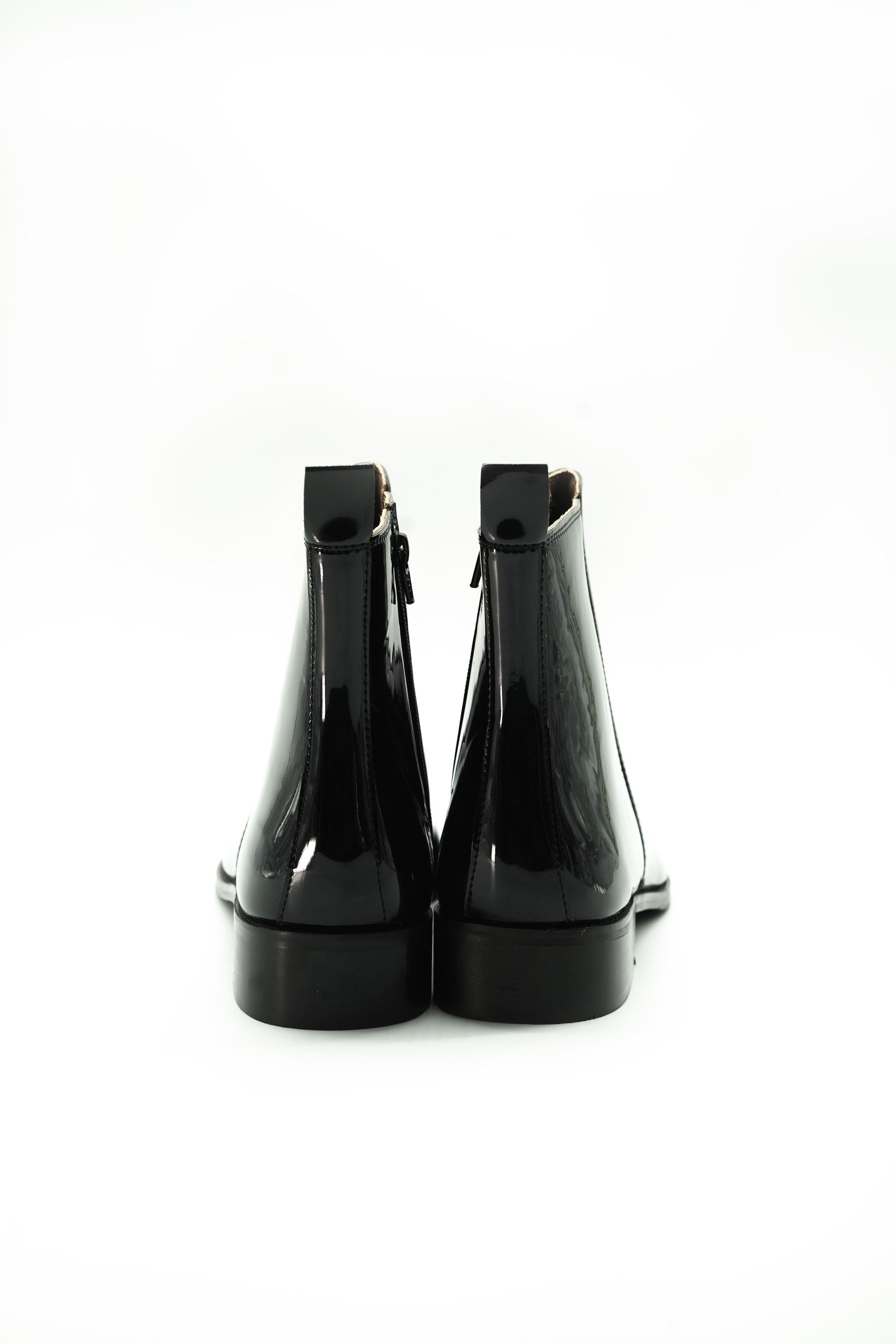 Vittorio Patent Square-Toe Chelsea Boots