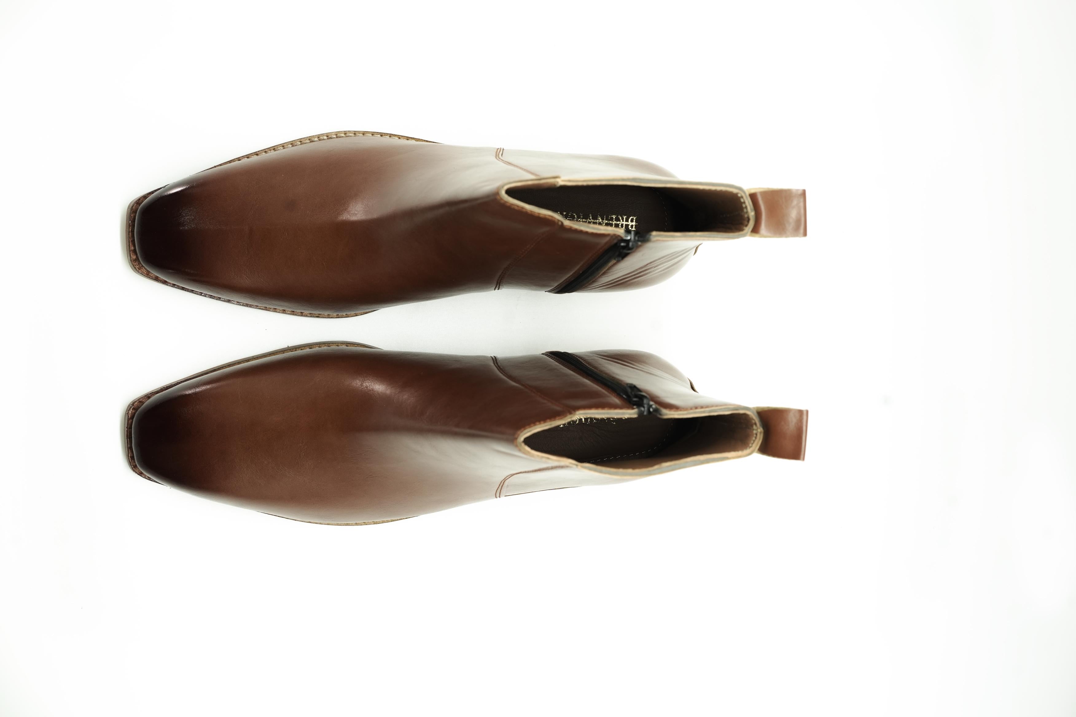 Vittorio Tan Square-Toe Chelsea Boots
