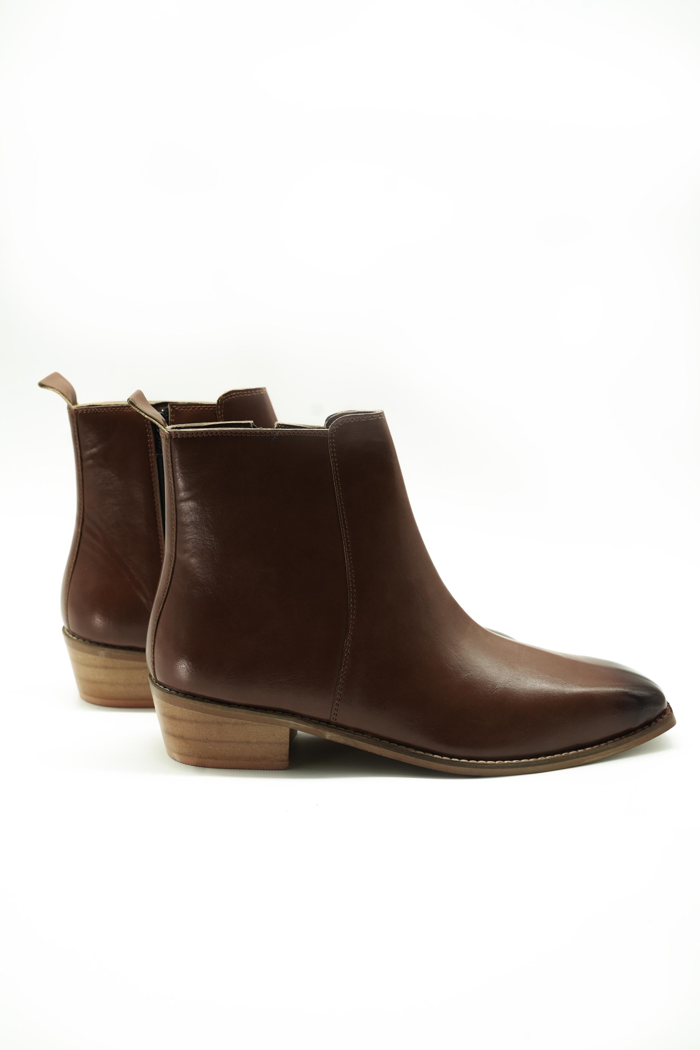 Vittorio Tan Square-Toe Chelsea Boots