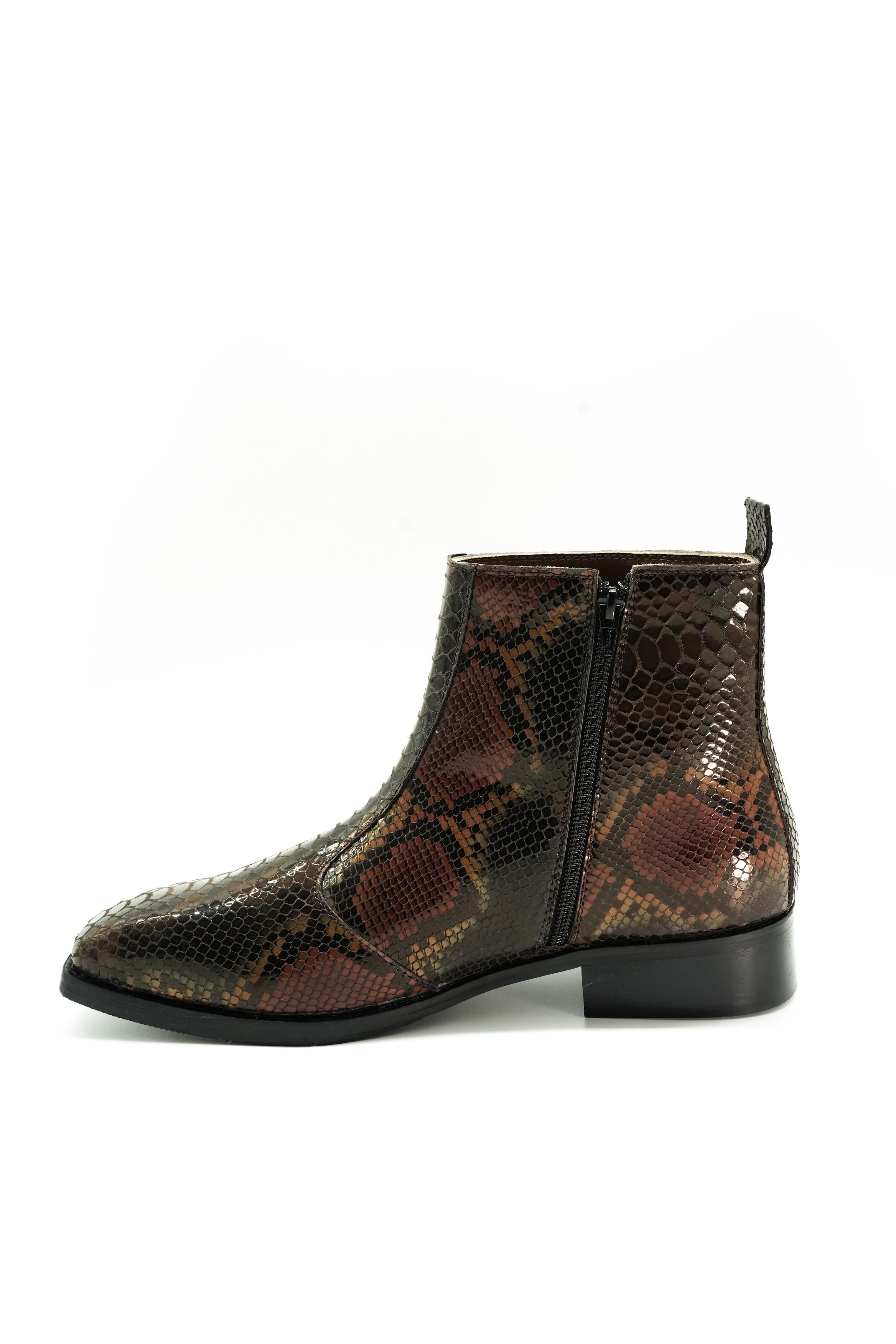 Vittorio Exotic Foil Leather Chelsea Boots