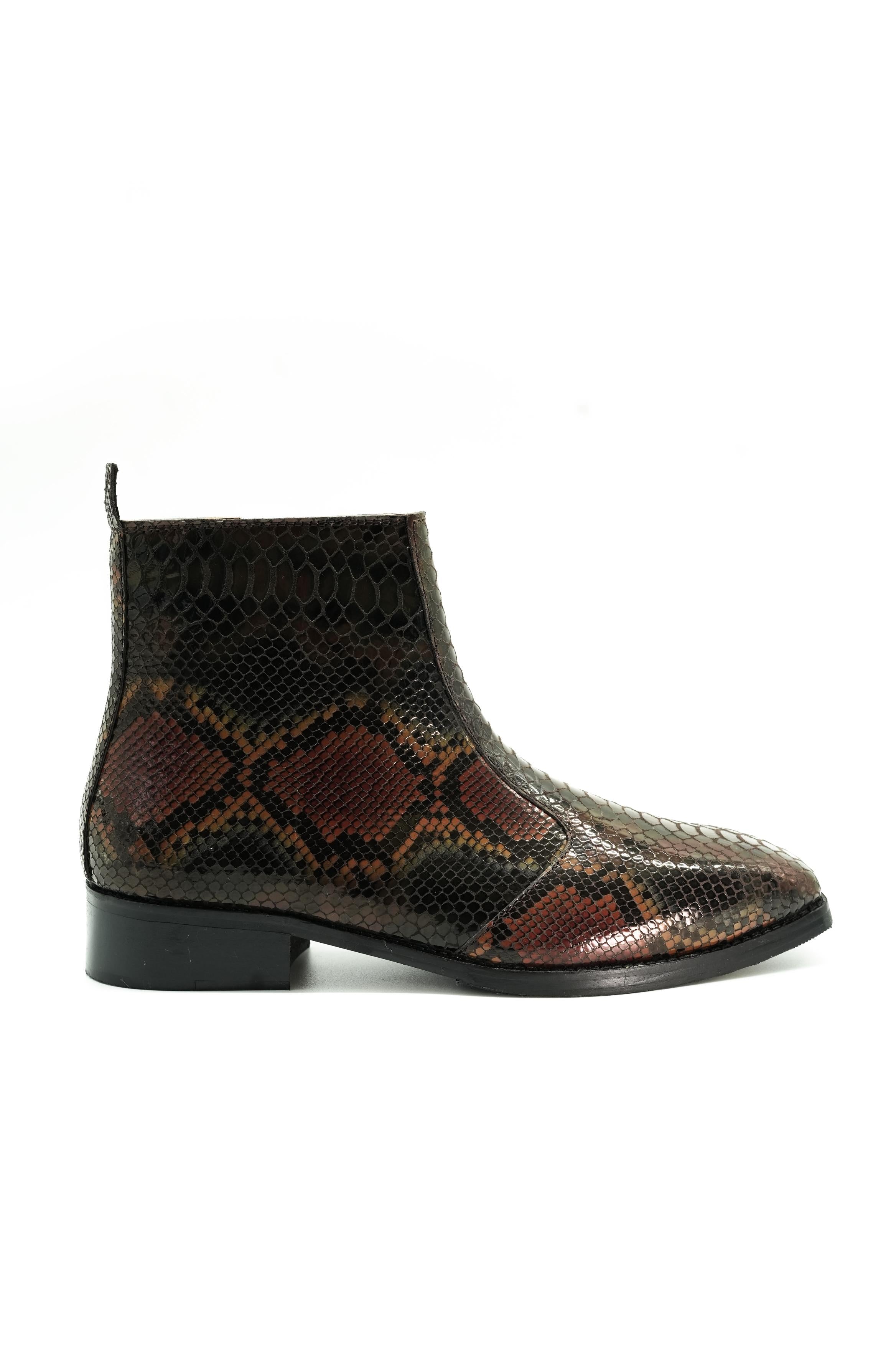 Vittorio Exotic Foil Leather Chelsea Boots