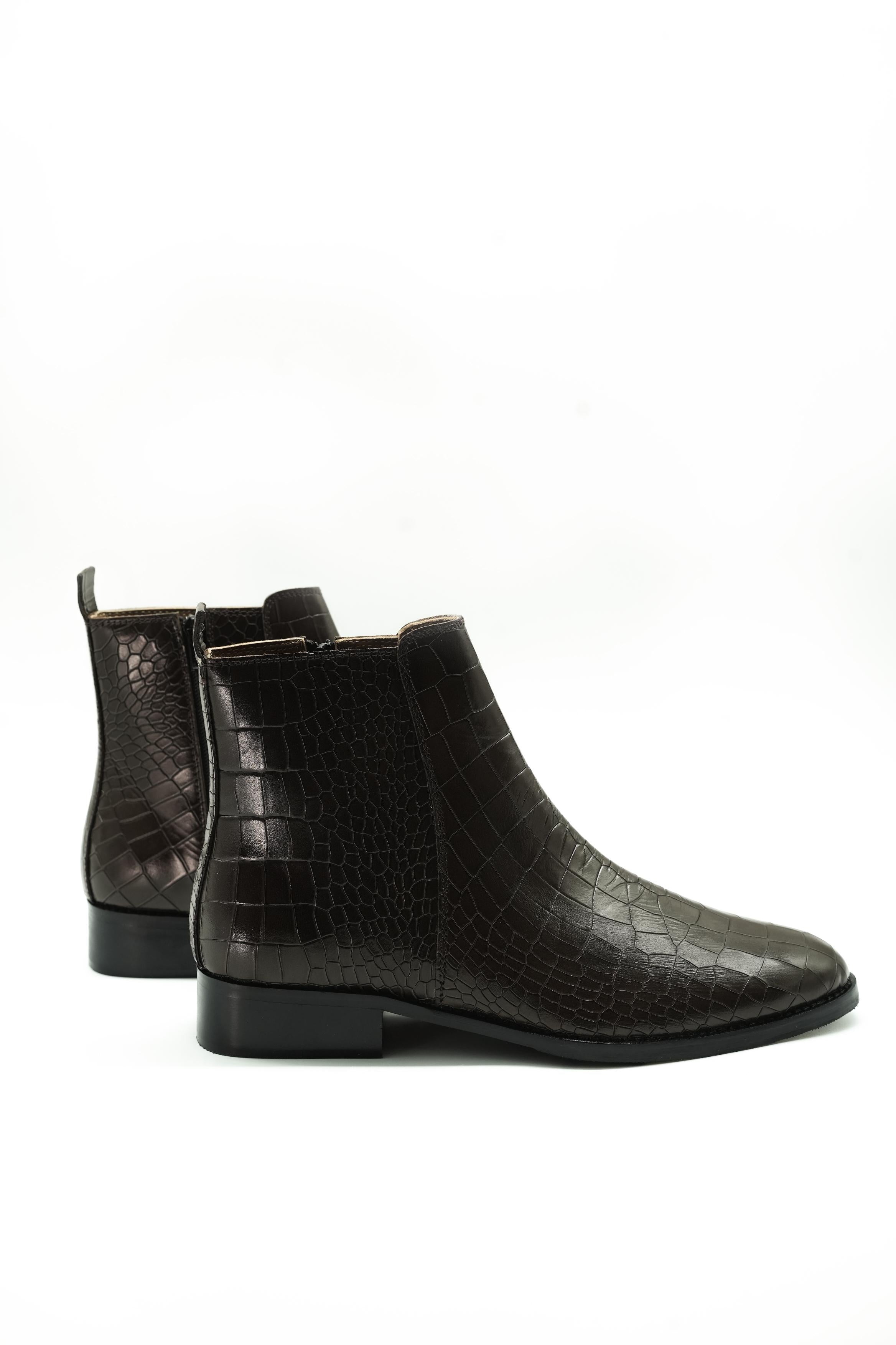 Vittorio Tan Premium Croc Chelsea Boots