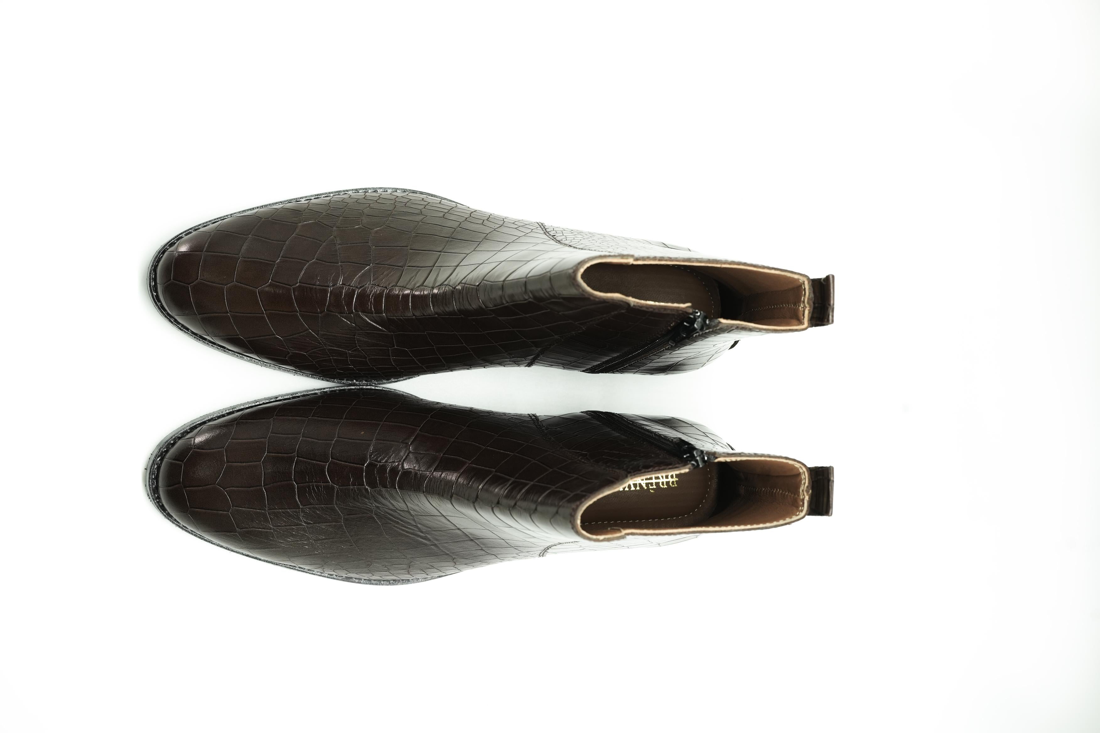 Vittorio Tan Premium Croc Chelsea Boots