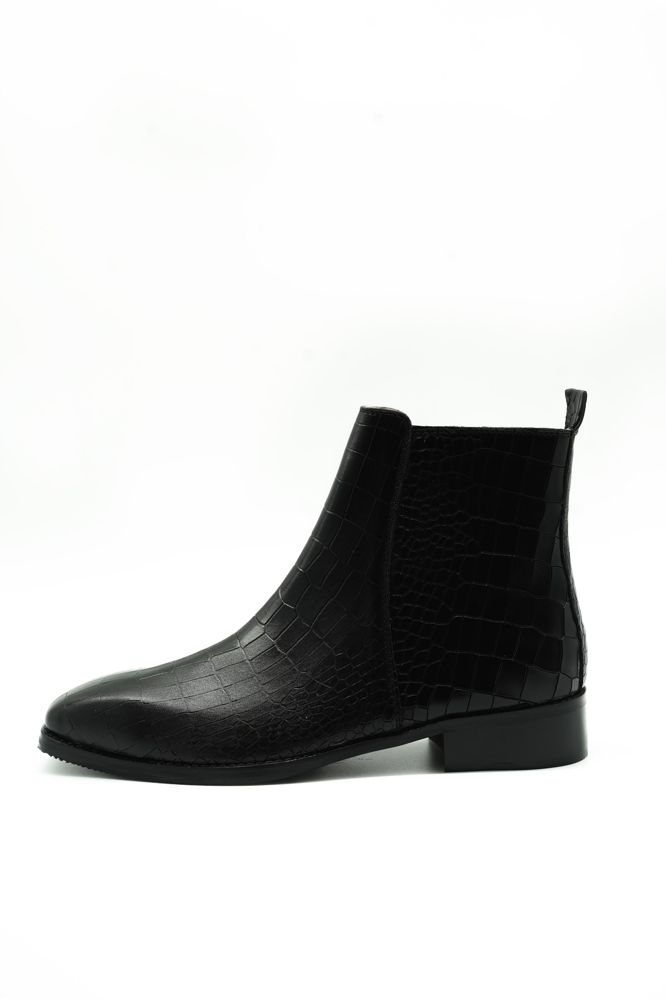 Vittorio Croc Square-Toe Chelsea Boots