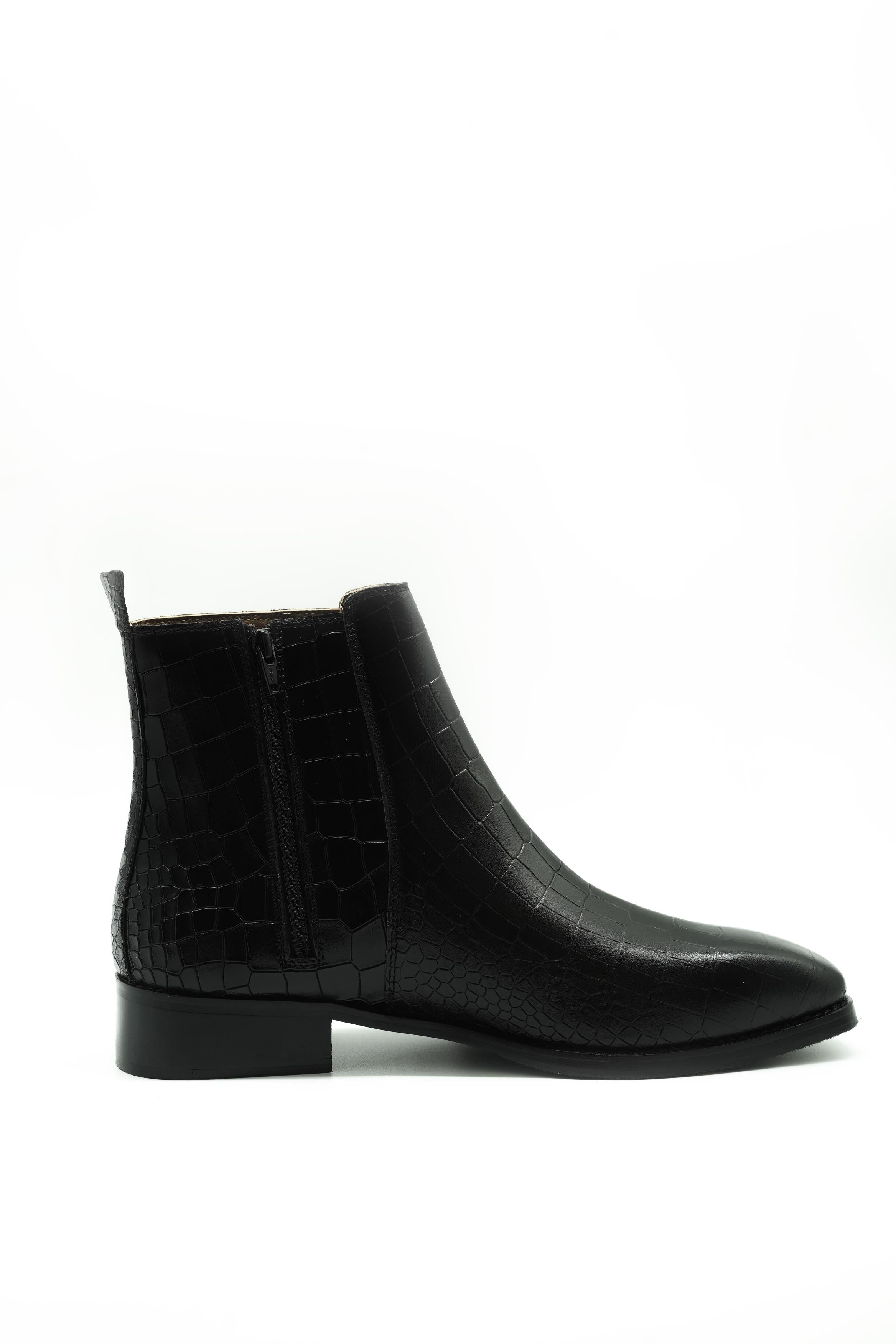 Vittorio Croc Square-Toe Chelsea Boots