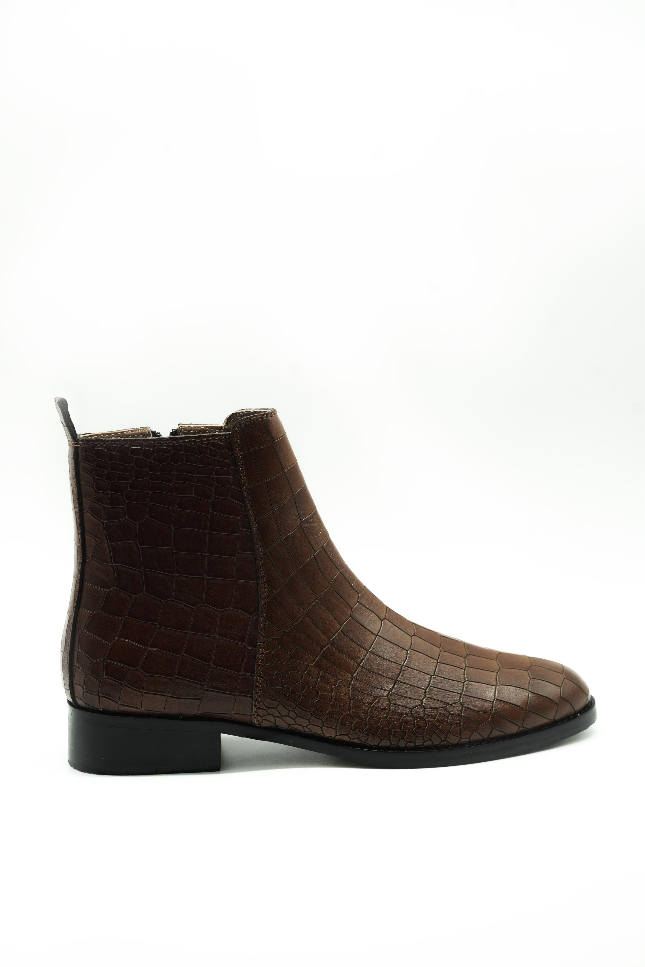 Vittorio Brown Premium Croc Chelsea Boots