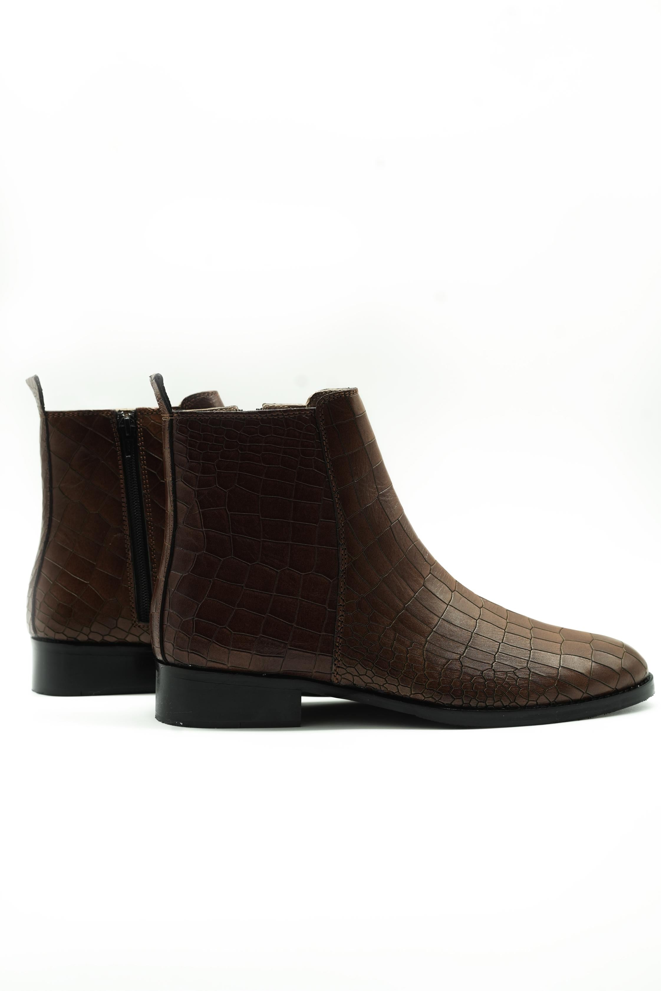 Vittorio Brown Premium Croc Chelsea Boots