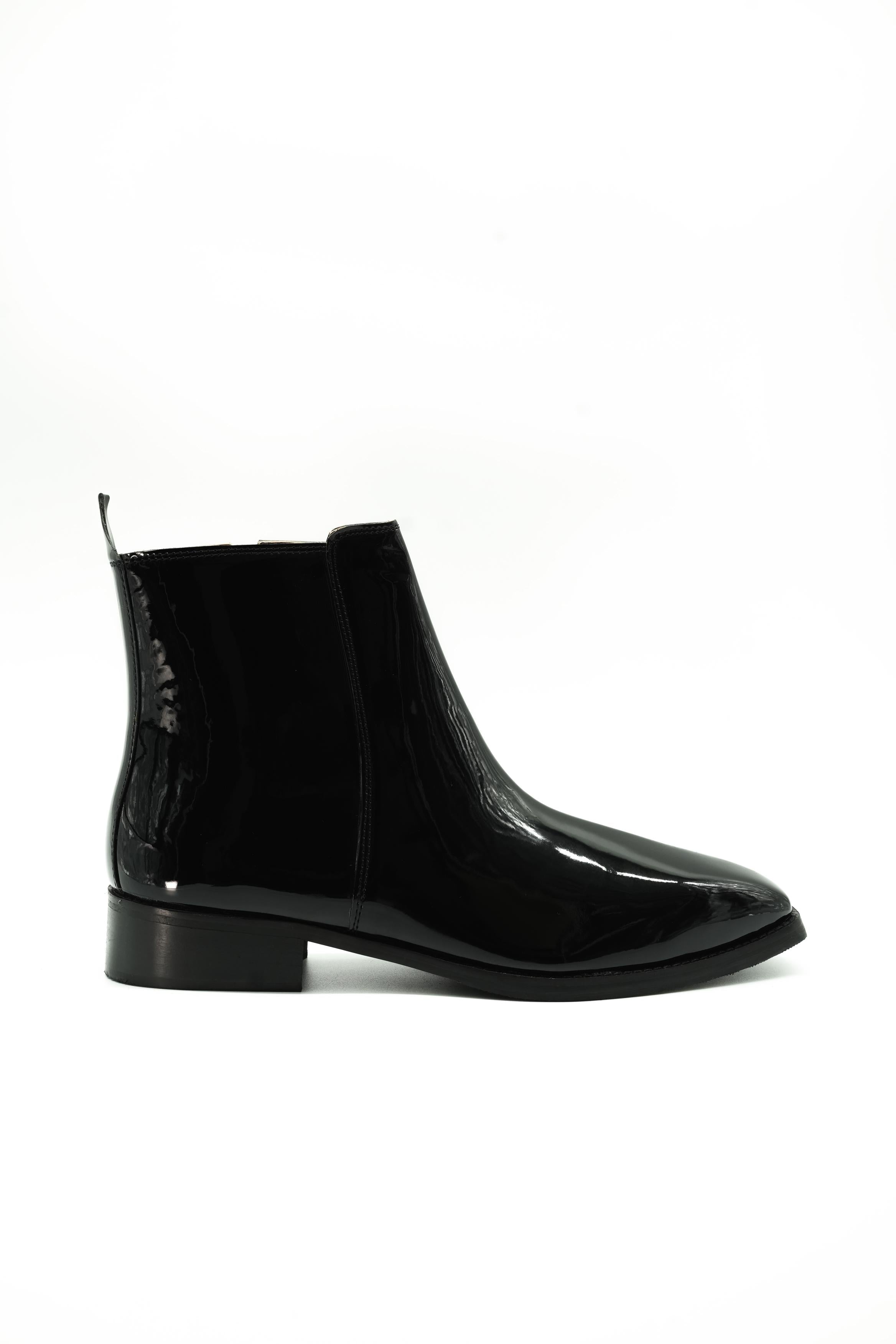 Vittorio Patent Square-Toe Chelsea Boots