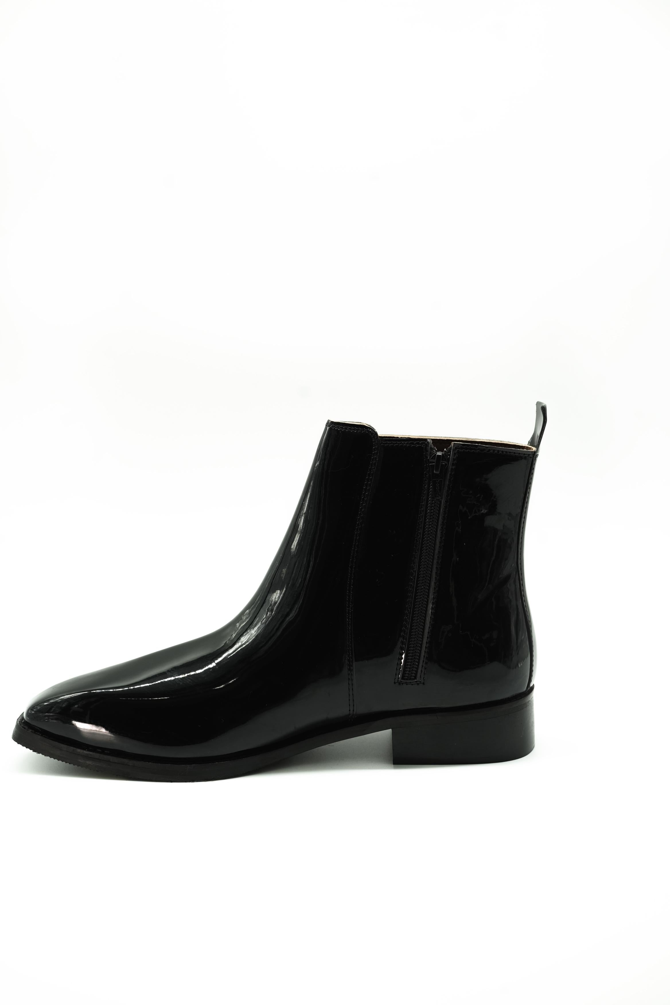 Vittorio Patent Square-Toe Chelsea Boots