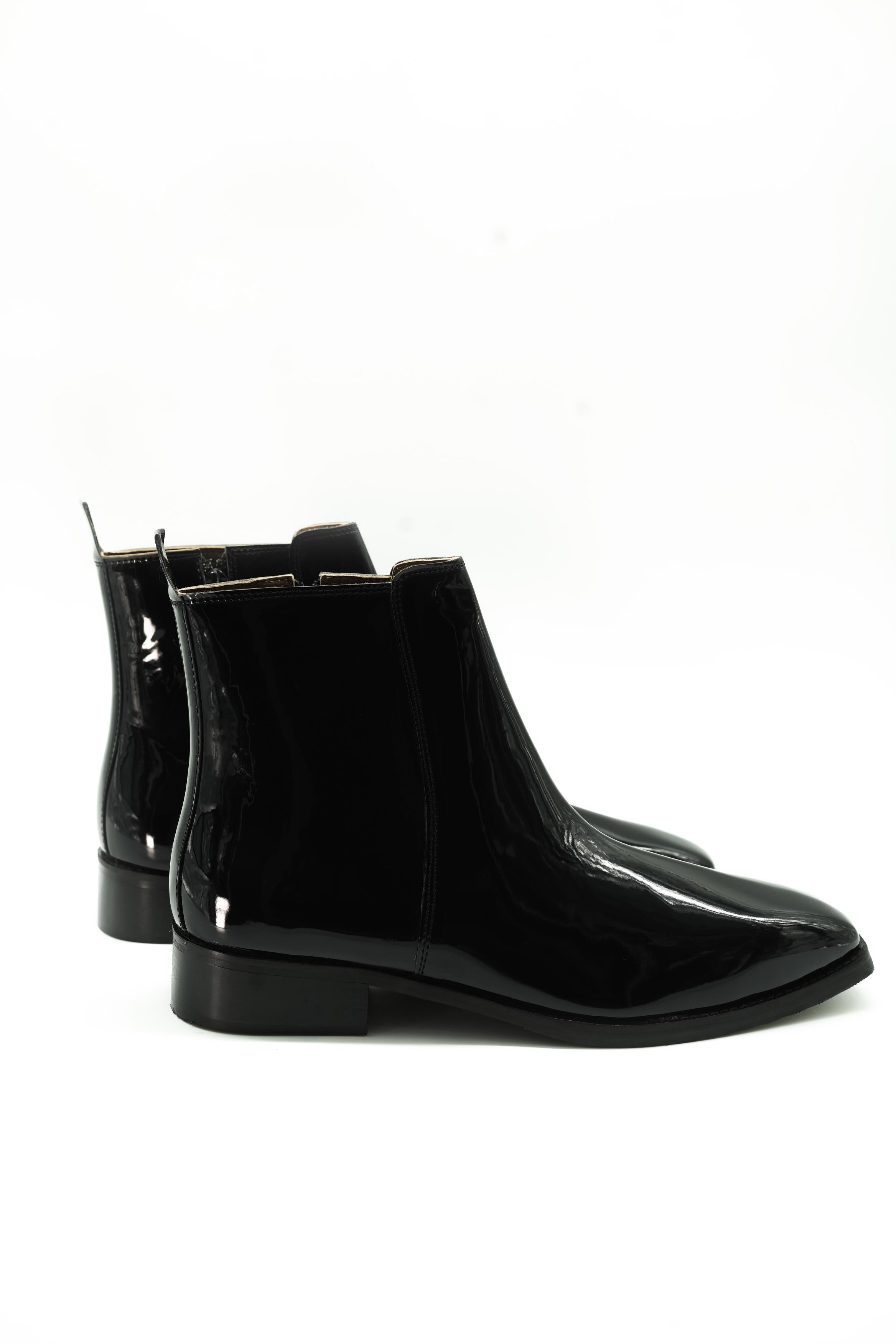Vittorio Patent Square-Toe Chelsea Boots