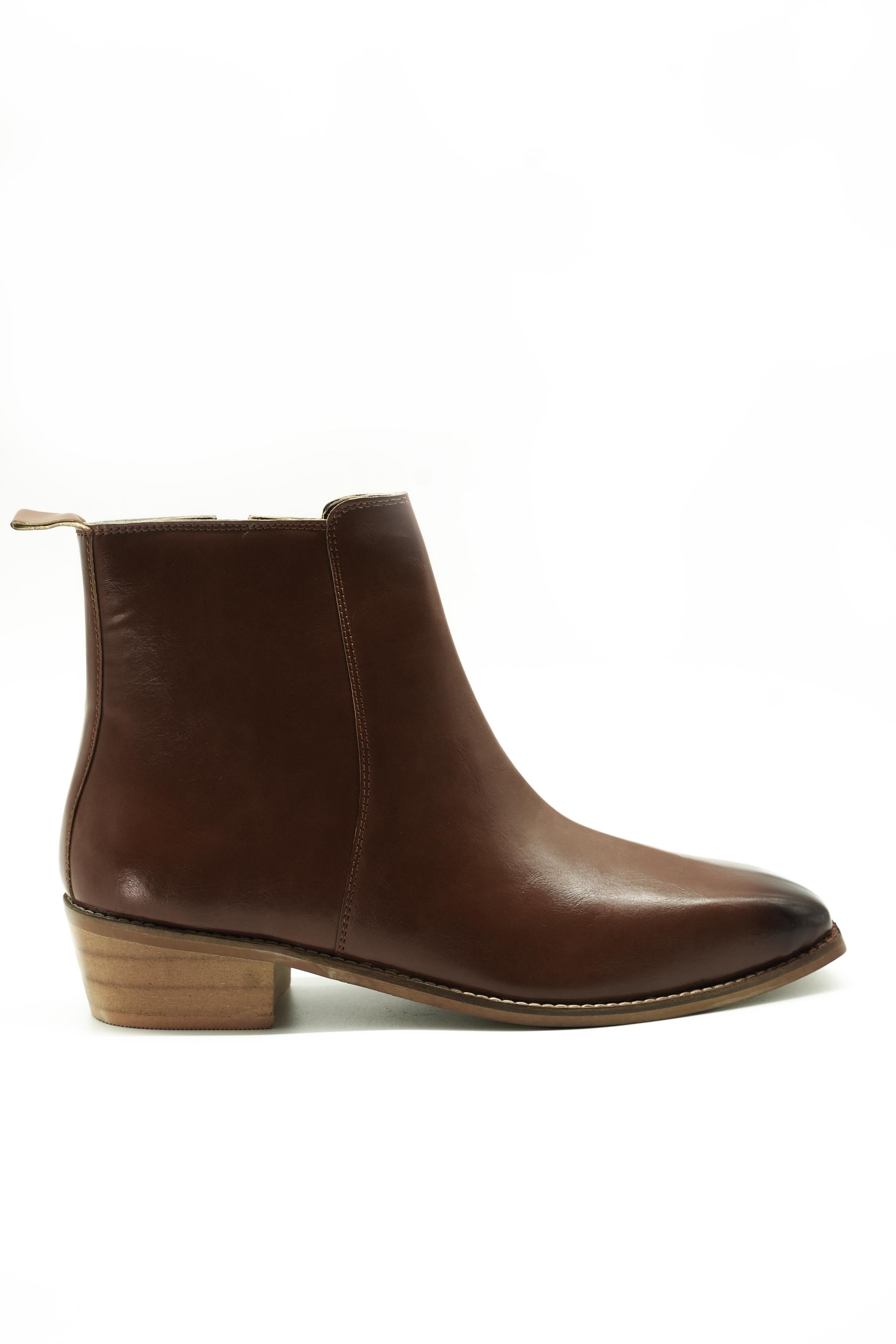 Vittorio Tan Square-Toe Chelsea Boots