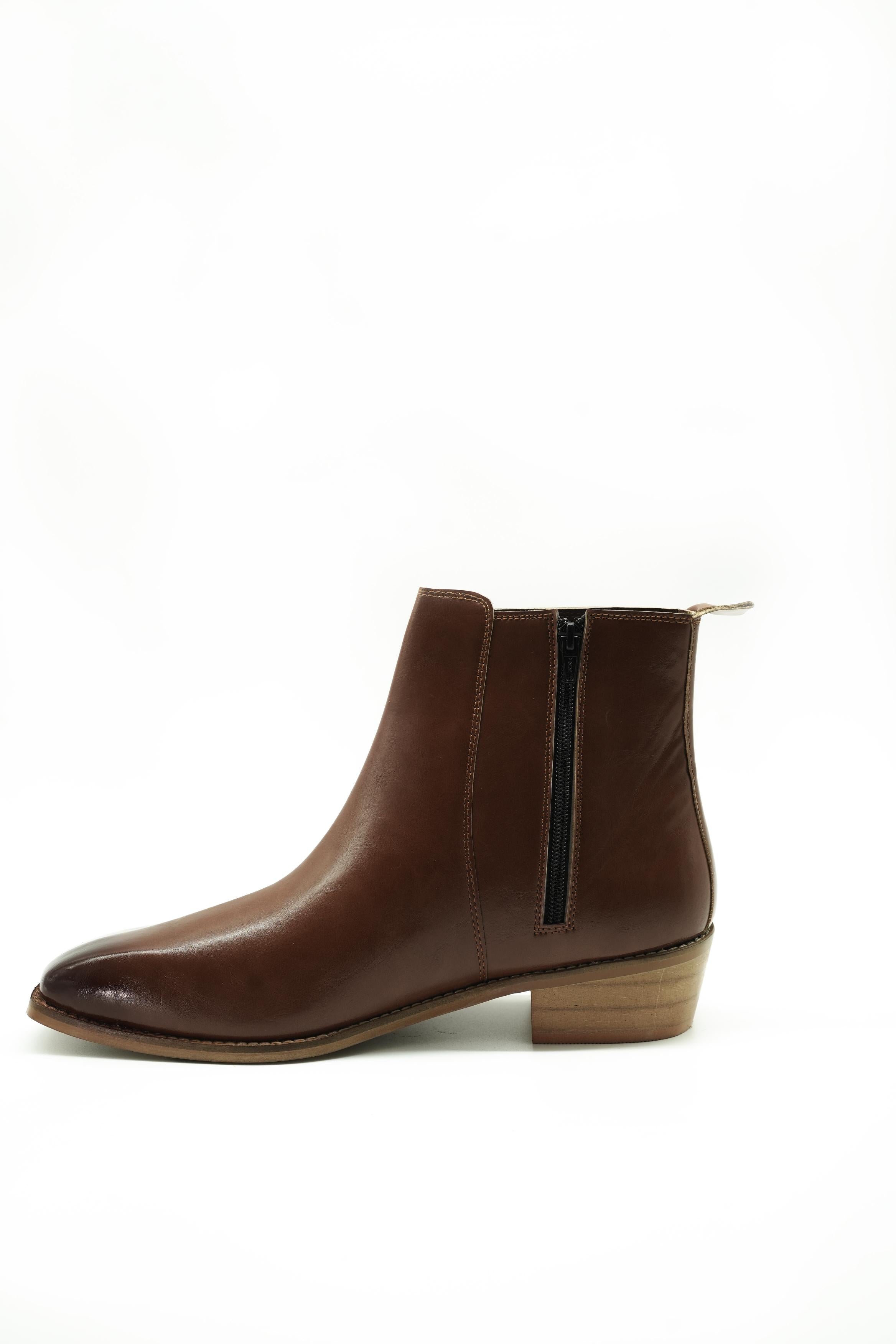 Vittorio Tan Square-Toe Chelsea Boots